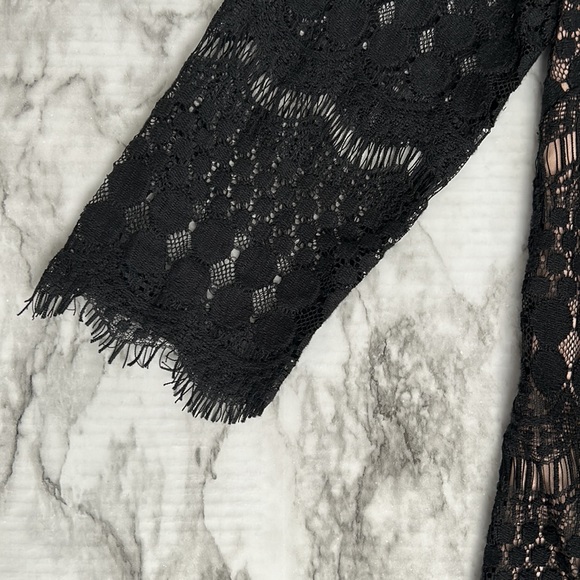 Eliza J | women’s size 6 shift dress black lace overlay with nude lining eyelash - Picture 6 of 12